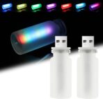 14 in 1 Modes Car USB Night Light, 7 Colors Touch Adjustment LED Ambient Lighting USB Automotive Interior Night Lamps, Mini LED Bulb for Car, Camping, Holiday Decoration, Bedroom, Party(2Pcs)