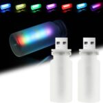 14 in 1 Modes Car USB Night Light, 7 Colors Touch Adjustment LED Ambient Lighting USB Automotive Interior Night Lamps, Mini LED Bulb for Car, Camping, Holiday Decoration, Bedroom, Party(2Pcs)
