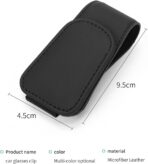 Magnetic Leather Sunglass Holder for Car, Sunglasses Clip for Car Visor, Auto Interior Accessories Universal for Different Size Eyeglasses (Black) - Image 2
