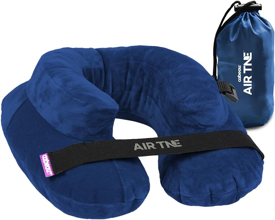51nQUfaA0KL._AC_SL1080_.jpg Cabeau Inflatable Travel Pillow – Air TNE – Adjustable, Lightweight, and Supportive for Sleeping on Airplanes, Trains, and Cars– Customized Fit and Compact Carrying Case (Royal Blue) - Image 1