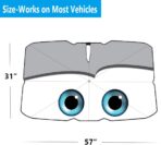 Windshield Sun Shade 2025 Car Accessories 100% Blackout Car Front Windsow Shades Umbrella Automotive Sun Visor Block Heat Insulation Protection (Gry Eyes) - Image 5