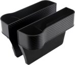 Car Seat Gap Filler Organizer 2 Pack, Multifunctional Auto Console Side Storage Box with Cup Holders & Phone Holder, Premium PU Leather Car Front Seat Organizer for Drinks, Sunglasses, Keys