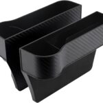 Car Seat Gap Filler Organizer 2 Pack, Multifunctional Auto Console Side Storage Box with Cup Holders & Phone Holder, Premium PU Leather Car Front Seat Organizer for Drinks, Sunglasses, Keys