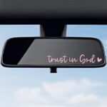 2 PCS Trust in God Rearview Mirror Decals, Automotive Vinyl Rear View Mirror Decorative Stickers, Waterproof Trust in God Stickers for Car Truck Laptop, Car Accessories (Pink)