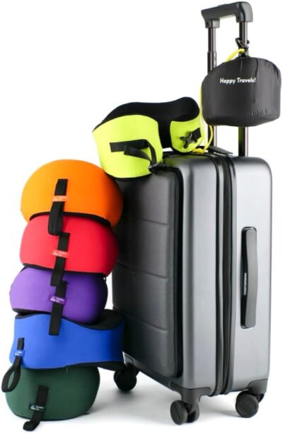 C CUSHION LAB Travel Pillow, Award-Winning Patented Ergonomic Design for Chin & Neck Support Memory Foam Neck Pillow, Compact Airplane Pillow for Traveling, Flight, Car (Spark, Large) - Image 9