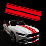 Car Hood Stripe Sticker Universal Auto Racing Stripes Body Side Decal Vinyl Stripe Sticker Accessories Modified Decoration for Car Vehicles (Red, 63 * 11'')