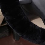 Fluffy Wool Sheepskin Fuzzy Black Car Steering Wheel Cover for Universal Auto Steering Wheel 14 1/2-15 1/2inch, Anti-Slip, Soft Plush, Comforting and Luxurious, Soft Texture (Black) - Image 3