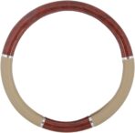 BDK Dark Wood Grain Car Steering Wheel Cover, Standard 15 inch with Beige Faux Leather Grip, Made to Fit Most Auto Truck Van SUV - Image 4
