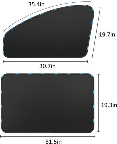 Car Curtains for Side Window - 4 Pcs Thicken Privacy Sun Shades Magnetic 100% Block Light Car Window Covers with Cooler Feeling (Thickset, 4pcs) - Image 7