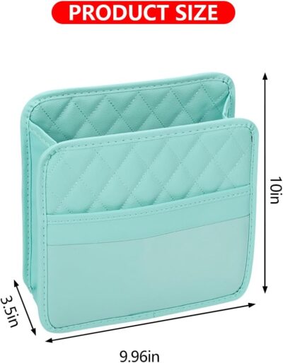 Mandark Car Seat Back Organizer, PU Leather Vehicle Backseat Hanging Storage Pocket, Multipurpose Auto Travel Essentials Accessories for Kids & Adults, Universal for Most Cars (Green) - Image 2