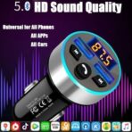 FM Transmitter, Bluetooth 5.0 Car Radio Audio Adapter MP3 Player With Dual USB Charger for Phone and Tablets - Image 4