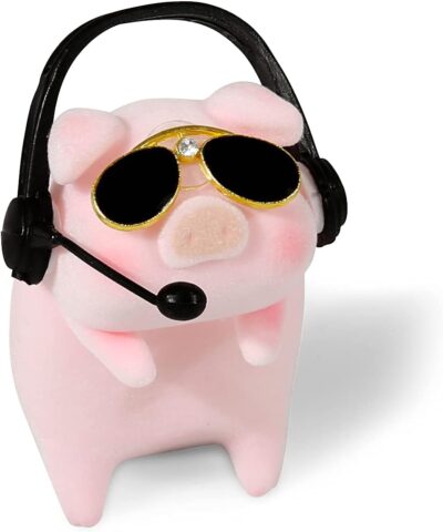 YGMONER LULU the Car Monitor Pig Decor - Cute Lucky Piggy Dashboard Companion for Car & Desktop Decorations (Pilot Piggy) - Image 5