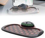 Mobile Phone Bracket Anti-Slip Mat, Multifunction Car Dashboard Mat with Temporary Parking Number, Large Universal Fit Anti-Slip Mat for Phones, Sunglasses and Keys Gadget (Brown-Gray)