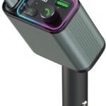 3 in 1 Retractable Car Charger Adapter & FM Transmitter Bluetooth Mp3 Player- Max 65W + 18W with 2 PD Fast Charging,2 Retractable Cables & USB-A Music Playback for iPhone,iPad,Samsung,Pixel