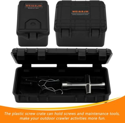 GLOBACT 1/10 RC Crawler Accessories, Storage Box, Wood Box, Luggage Net, Fuel Box, Shovel, Fire Extinguisher, Recovery Board for RC 1/10 Crawler Traxxas TRX4 Axial SCX10 Redcat (Black) - Image 4