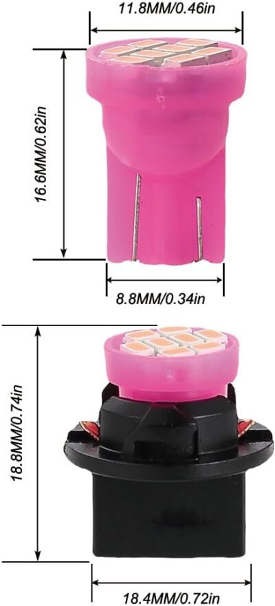 T10 194 168 Dash Instrument White LED Light Bulbs Bright Panel Gauge Cluster Dashboard LED Light Bulbs 10Pcs/Set (Purple/pink) - Image 4