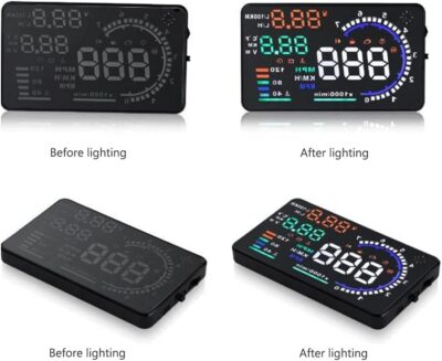5.5'' HUD Head Display, Windshield Screen Projector Vehicle Speed, Hud Overspeed Alarm, Km/h MPH, OBDII/EUOBD Interface Plug Car Hud Screen - Image 2