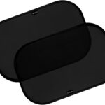 Car Window Shades for Baby 19” x 12” (2 Pack) Cling, Blocks 99.98% UVR, Sun Shade Blocker, Glare Shield Protection, Side Car Window Screens, Mesh Window Shades for Baby, Black