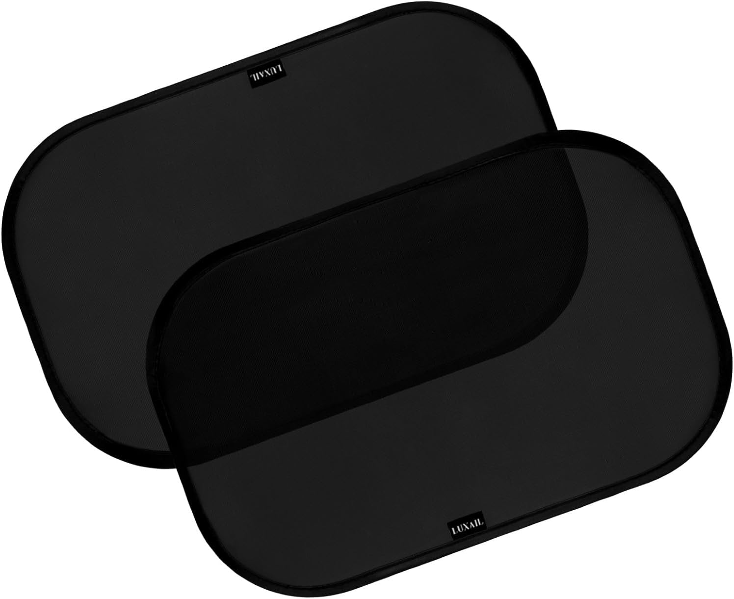 51utj0MlusL._AC_SL1500_.jpg Car Window Shades for Baby 19” x 12” (2 Pack) Cling, Blocks 99.98% UVR, Sun Shade Blocker, Glare Shield Protection, Side Car Window Screens, Mesh Window Shades for Baby, Black - Image 1