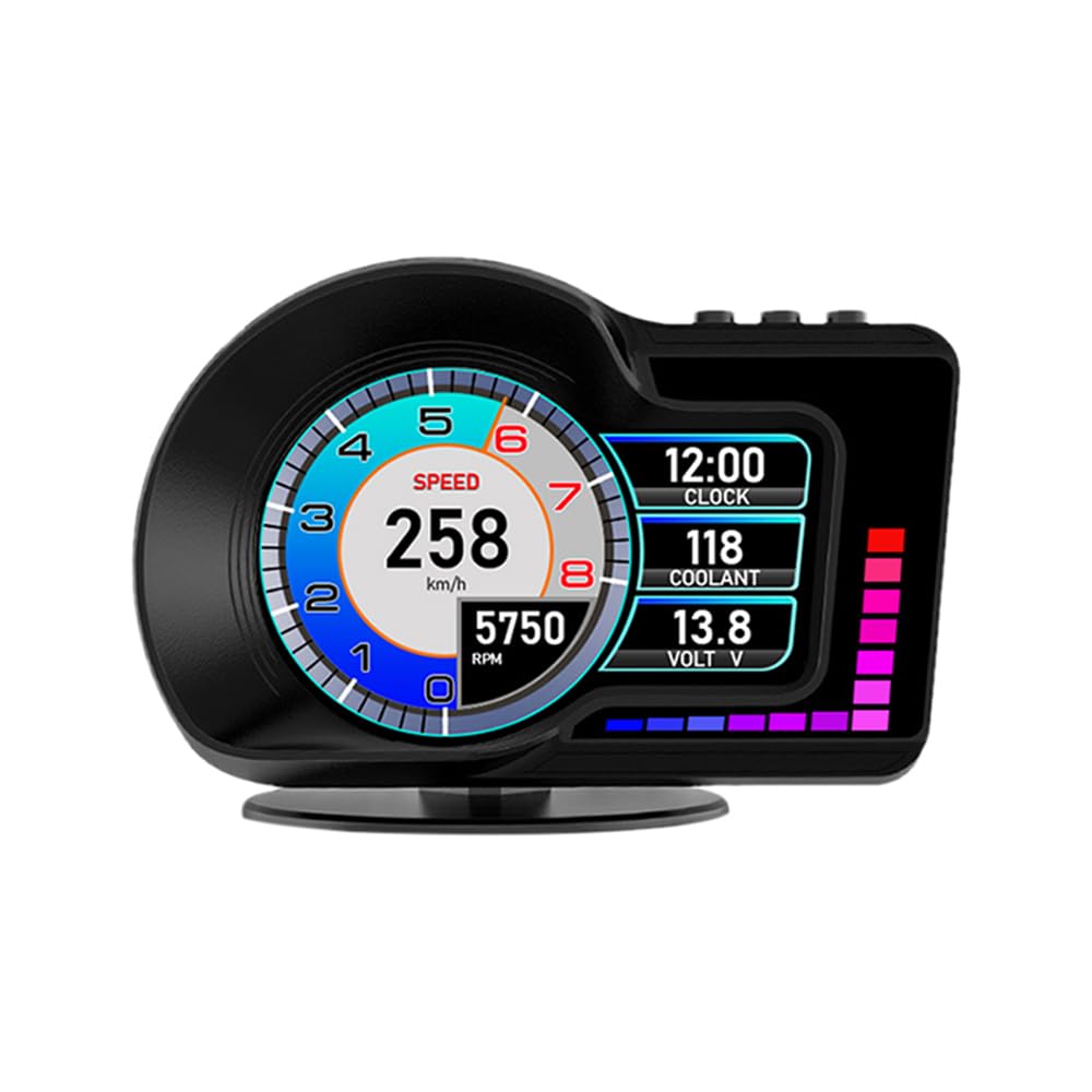 51vHmCDFGuL._SL1000_.jpg Head Up Display HUD F16 with OBD2 + GPS Dual System Digtial Speedometer, 3.5" IPS Smart Gauge, Speed, Voltage, Engine RPM, OverSpeed Warning, Water Temperature, Turbo Pressure for Cars After 2008 - Image 1