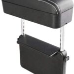 JEYODA Car Armrest Box Adjustable Pad Refit Car Central Lift Armres Storage Organizer Box Arm Rest(Black White line)
