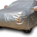 Tecoom Super Heavy Duty Multiple Layers SUV Car Cover All Weather Waterproof Windproof Reflective Snow Sun Rain UV Protective Outdoor with Buckles and Belt Fit 170-190 inches SUV