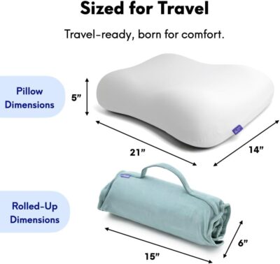 Cushion Lab Travel Deep Sleep Pillow – Compact Memory Foam Neck Pillow for Sleeping, Portable Pillow for Hotels, Camping, Side & Back Sleepers, On-The-Go – Wellness Green - Image 6