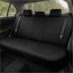 BESULEN Car Back Seat Cover, Dustproof Elastic Cloth Vehicle Rear Seat Bench Protector for Pets Kids, Waterproof Stretch Automobile Interior Accessories, Universal for Sedan Truck SUV (Black)