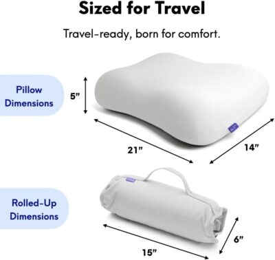 Cushion Lab Travel Deep Sleep Pillow – Compact Memory Foam Neck Pillow for Sleeping, Portable Pillow for Hotels, Camping, Side & Back Sleepers, On-The-Go – Calm Grey - Image 6