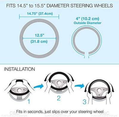 BDK GripGrab Comfort Grip - Purple & Pink Flowers Design on Black Synthetic Leather Steering Wheel Cover 15" - SW-538_AM - Image 7