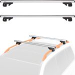 Amazon Basics Cross Rail Roof Rack, 52 inches, Fits up to 46" Spans between Raised Side Rails with Gap, Pack of 2, Black/Silver