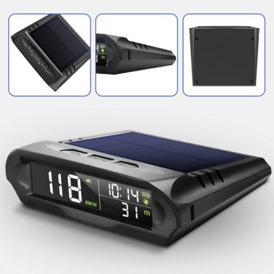Car Wireless Headup Display Solar GPS Digital Speedometer with LCD Screen Overspeed Alarm KMH/MPH Time/Altitude/Temperature/Speed Display - Image 5