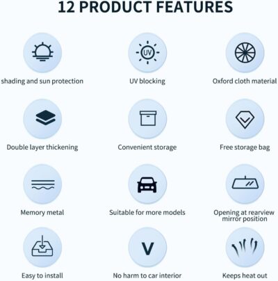 Double Thickened Vehicle Windshield Shade, Sun UV Blocker Cover for Front Window, Baby Sunshade Heat Reflector in Car, Car Shield Accessories Interior for Women, Essentials Sun Visor Extender - Image 3