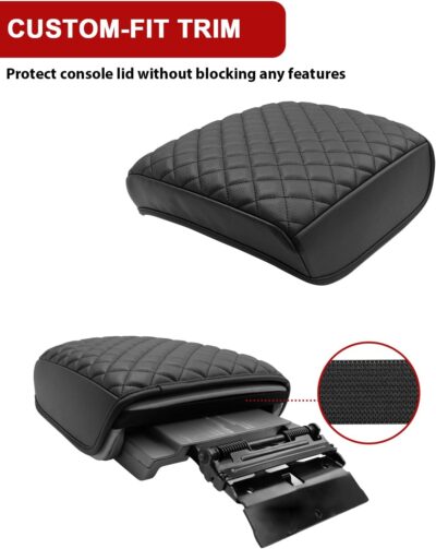 KBH Center Console Armrest Cover for Honda Ridgeline 2006 2007 2008 2009 2010 2011 2012 2013 2014, Middle Console Lid Cushion Pad Protector, Vinyl Leather Interior Accessories, Anti-Scratch, Black - Image 5