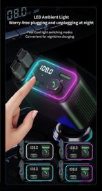 3 in 1 Retractable Car Charger Adapter & FM Transmitter Bluetooth Mp3 Player- Max 65W + 18W with 2 PD Fast Charging,2 Retractable Cables & USB-A Music Playback for iPhone,iPad,Samsung,Pixel - Image 4