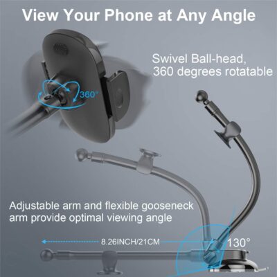 APPS2Car Cell Phone Holder for Car Dashboard Windshield Phone Mount for Car Long Arm Car Phone Holder Mount Strong Suction Cup Anti-Shake Stabilizer Compatible for iPhone, Samsung, All Smartphones - Image 8