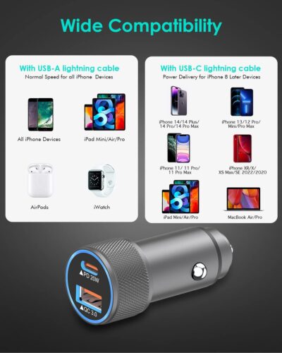 iPhone Car Charger,USB C Fast Car Charger[Apple MFi Certified] Apple Car Charging 38W Dual Port CarCharger Cigarette Lighter Adapter 2x3ft PD&QC 3.0 Lightning Cable for iPhone 14/13/12 Pro/11/Airpods - Image 7
