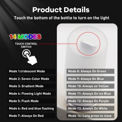 14 in 1 Modes Car USB Night Light, 7 Colors Touch Adjustment LED Ambient Lighting USB Automotive Interior Night Lamps, Mini LED Bulb for Car, Camping, Holiday Decoration, Bedroom, Party(2Pcs) - Image 3