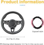 Bling Car Steering Wheel Cover, 15 Inch Rhinestones Soft Leather Elastic Steering Wheel Protector, Sparkly Crystal Diamond for Women Girls, Car Interior Accessories for Most Cars (Pink) - Image 2