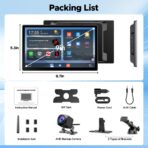 LAMTTO 9" Wireless CarPlay Screen with Net-Flix YouTube Apps Portable Car Play Screen for Apple Carplay and Android Auto with Backup Camera Navigation Bluetooth Voice Control AUX Siri - Image 9