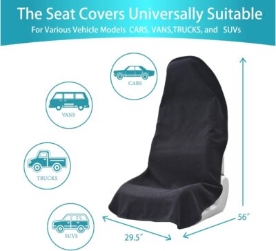 Car Seat Covers Universal Car Protective Front Seat Covers Washable Non-Slip Seat Protectors for Gym Workouts,Waterproof and Sweatproof Towel Seat Covers for Cars,Trucks, Jeeps (2 Pack Black) - Image 7