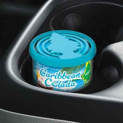 LITTLE TREES Car Air Freshener | Fiber Can Provides Long Lasting Scent for Auto or Home | Recycled Fiber | Caribbean Colada, 4 Air Fresheners - Image 7