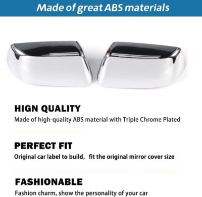 AUCERAMIC Chrome Mirror Cover Caps Compatible with 2015-2019 Chevy Tahoe Suburban GMC Yukon/Yukon XL (2 Pcs Chrome Side View Mirror Covers Replacement) - Image 3
