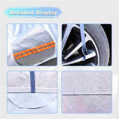 Half Car Cover for SUV, Waterproof & Dustproof & Snowproof Automotive Windshield Covers, All-Weather Auto Sun Protection with Reflective Straps, 161.4" Vehicle Sunroof Cover (SUV) - Image 5