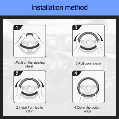 Leather Car Steering Wheel Cover for Men Women, Elastic, Breathable Anti-Slip, Universal 15 inch, (Black1) - Image 6