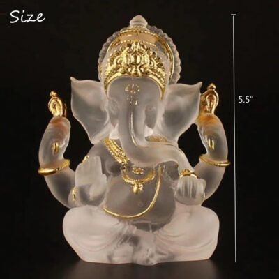 Indian God Lord Ganesha Statue,Transparent Lmitation Glass Hindu Elephant Statue Ganpati Idol Buddha Sculptures,Hindu Gift,Home Temple Mandir Meditation Yoga Room Decor 5.5" - Image 3