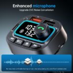 Bluetooth 5.3 Car Adapter FM Transmitter, 42W (PD30W & 12W) USB C Car Charger Wireless Radio Receiver, Hands-Free Calling MP3 Audio Player Cars Kit, Light Switch & Fast Charging & Deep Bass (Black) - Image 5