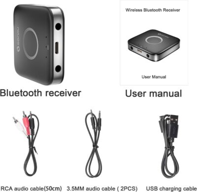 SONRU Bluetooth 5.3 Adapter Hi-Fi Equipment for Car Wireless Audio Receiver with 3.5mm AUX RCA Cable, Noise Cancellation, Dual AUX Outputs for Home Speakers Wired Headphones - Image 7