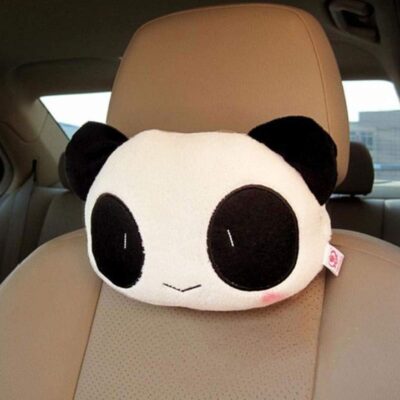 Estel Cartoon Cute Panda Plush Auto Car Seat Headrest Neck Rest Cushion Pillow 1 Pair with Different Faces - Image 2