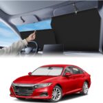 KUST Upgraded 2 Pack Retractable Automotive Sunshade Car Window Sunshades, Adjustable Auto Thickened Sunshade, Car Accessories for All Season, Black and Silver, Blocks UV Rays